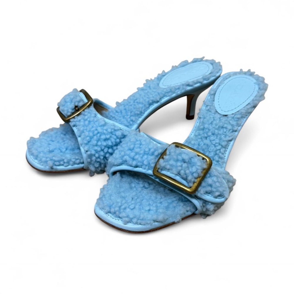 RARE Coach Baby‎ Blue Shearling Sherpa Kitten Heels 6.5